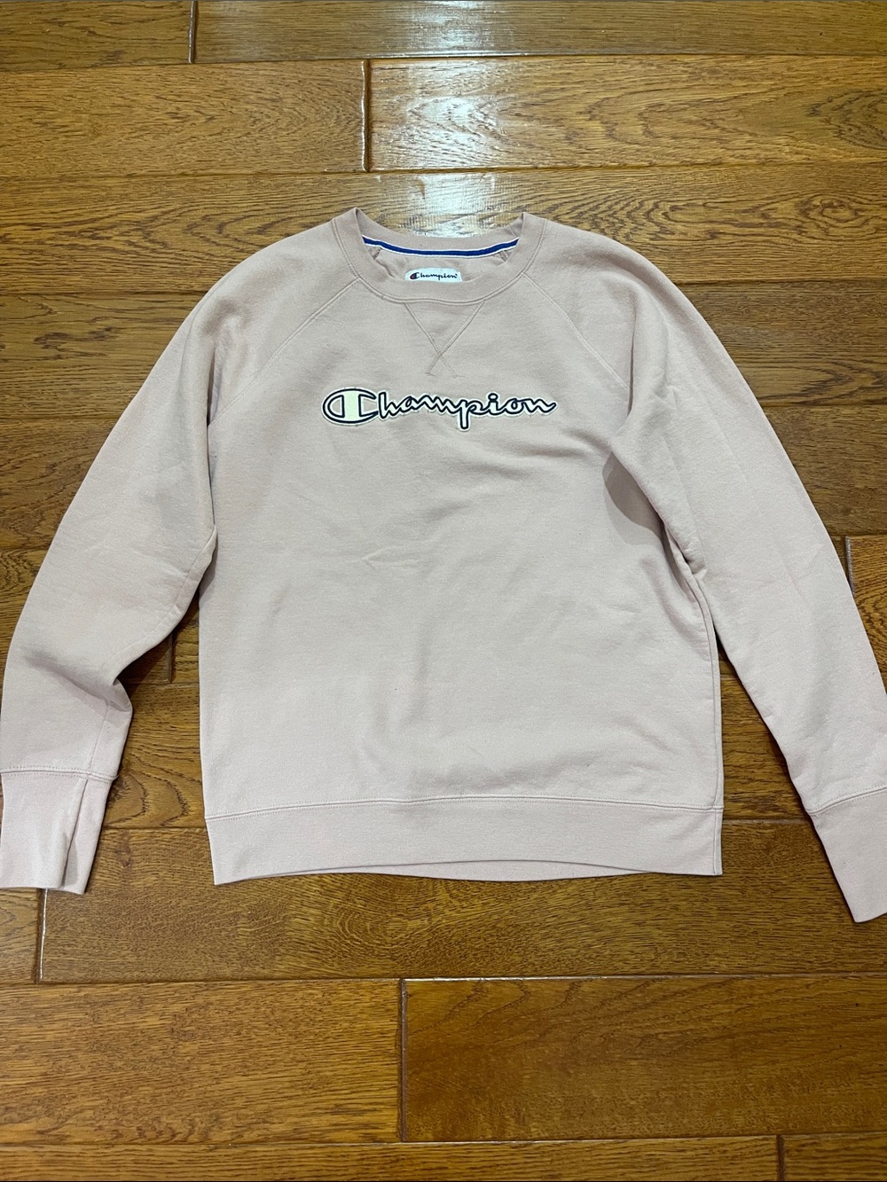 Champion Crewneck Sweatshirt - Pale Pink with Script Logo
